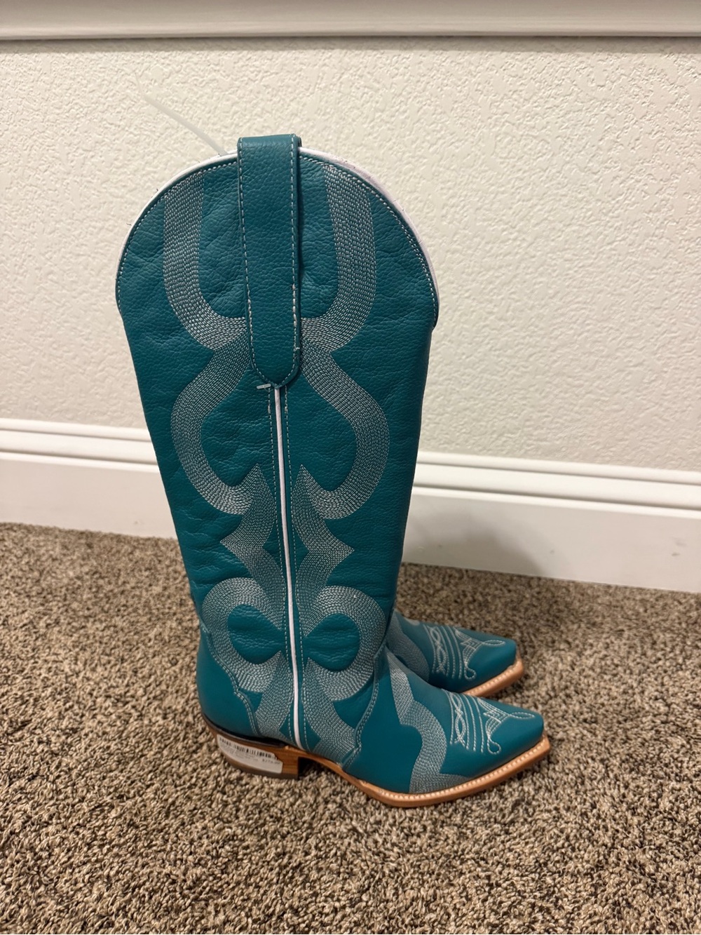 Teal Embroidered Western Knee-High Boot - Women